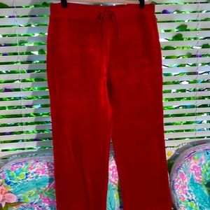 Faded Glory red plush faux fur pants with front tie